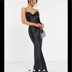 ASOS DESIGN cami maxi slip dress in high shine satin with lace up back